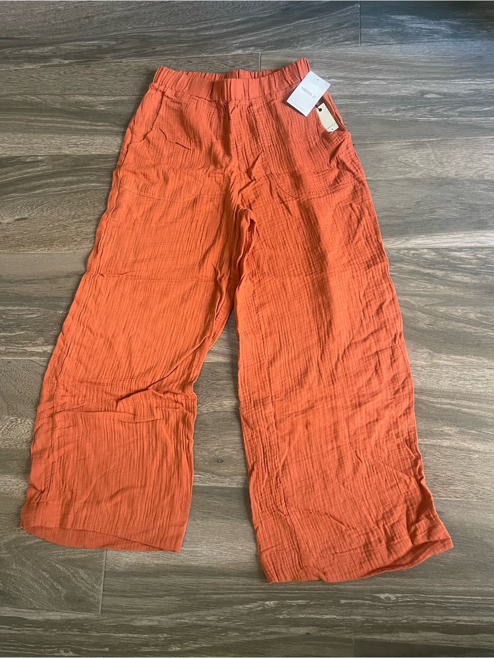 Forever 21 Orange Wide-Leg Gauze Pants